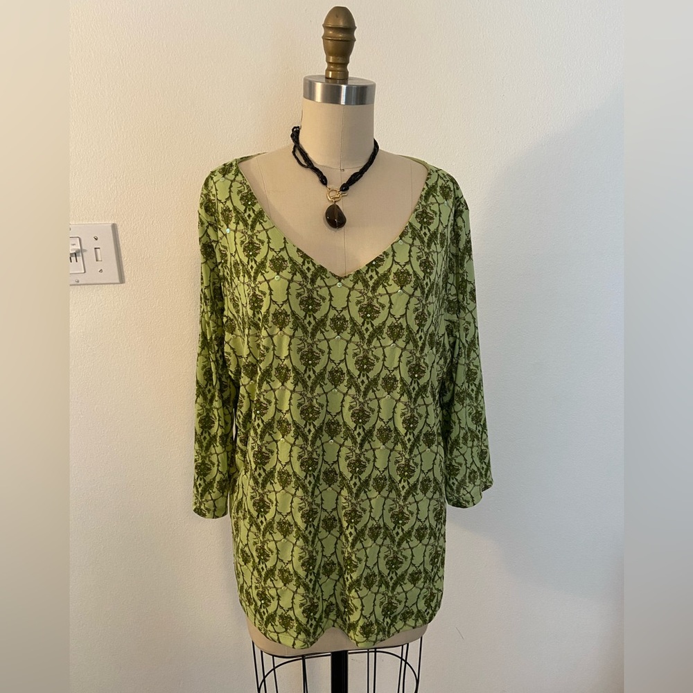 Women’s INC. International Concepts 3/4 Sleeve Blouse with Sequins - Size1X
